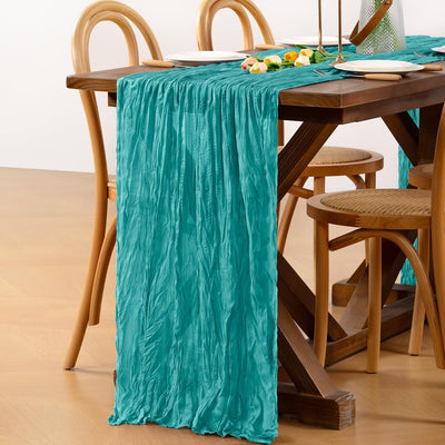 Camino mesa estopilla verde azulado 22x120pulg decoración boda