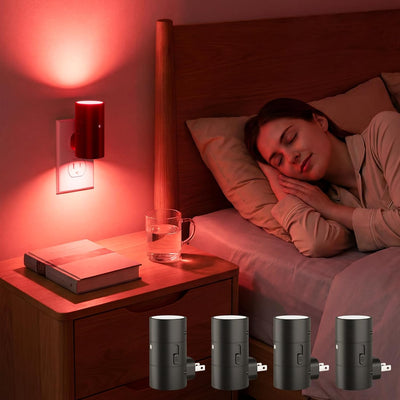Luz Nocturna Roja Regulable Enchufable Pasillo