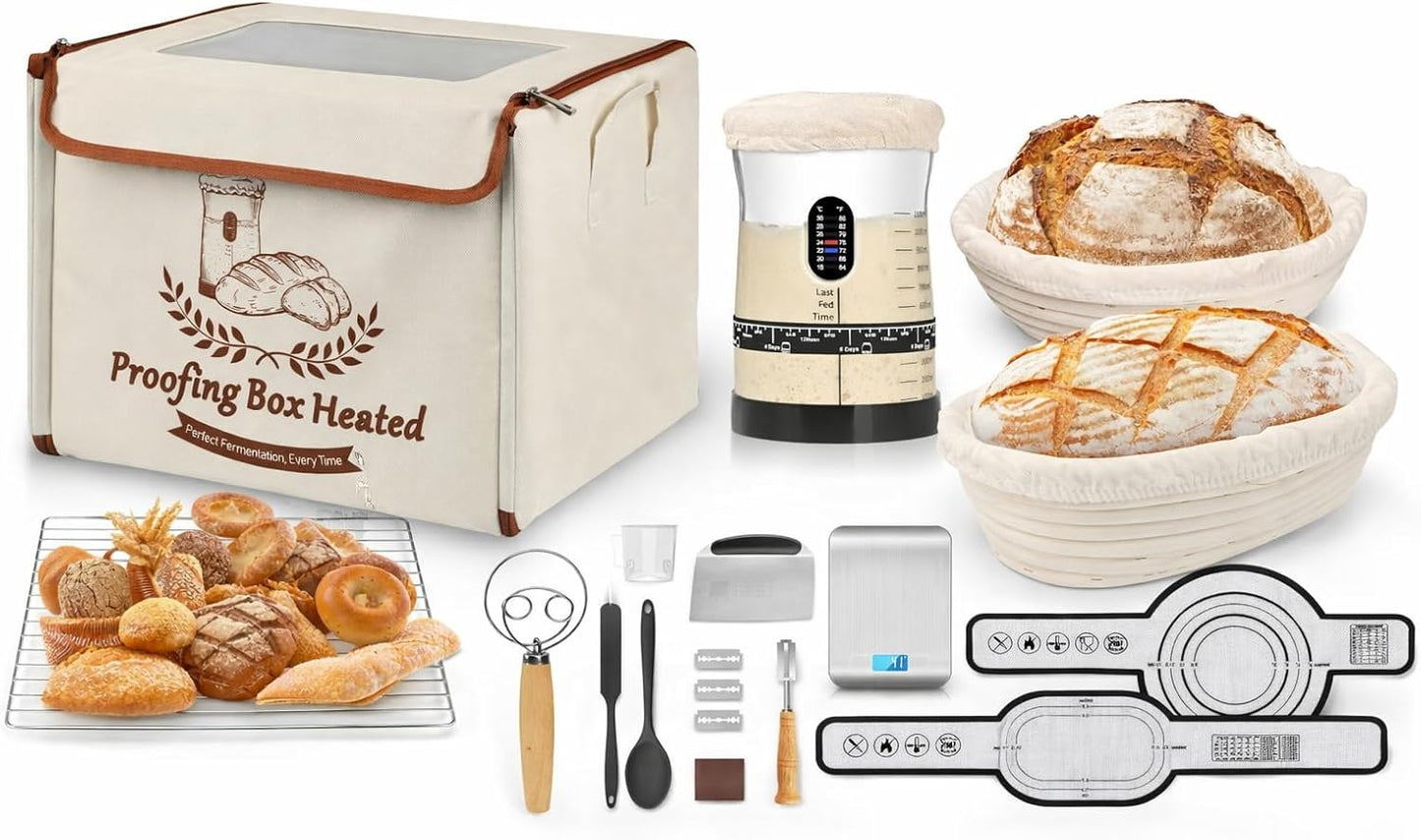 Caja plegable para pan con ventana y kit masa madre