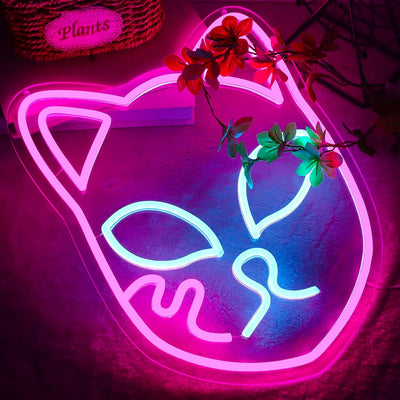 Letreros neón máscara zorro luces LED decoración sala juegos