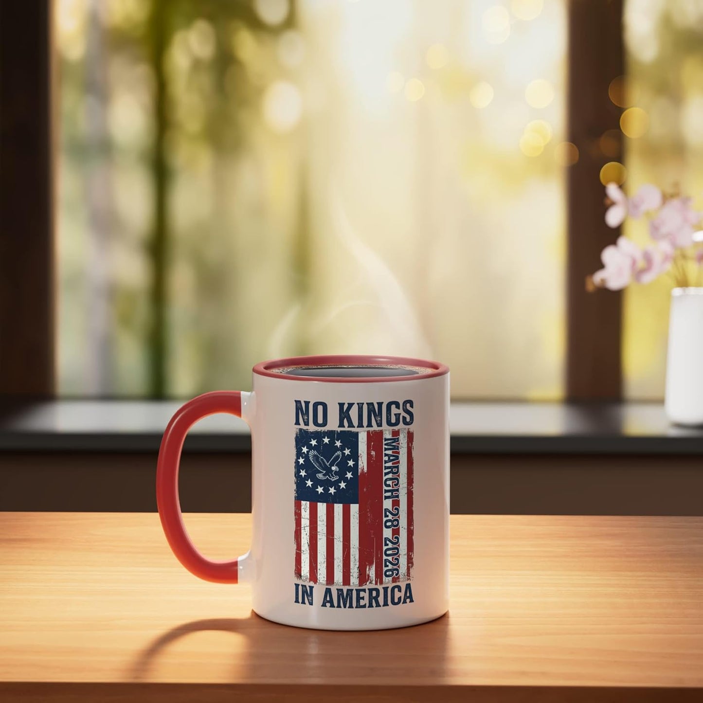 Taza cerámica bandera de EE.UU. roja y blanca