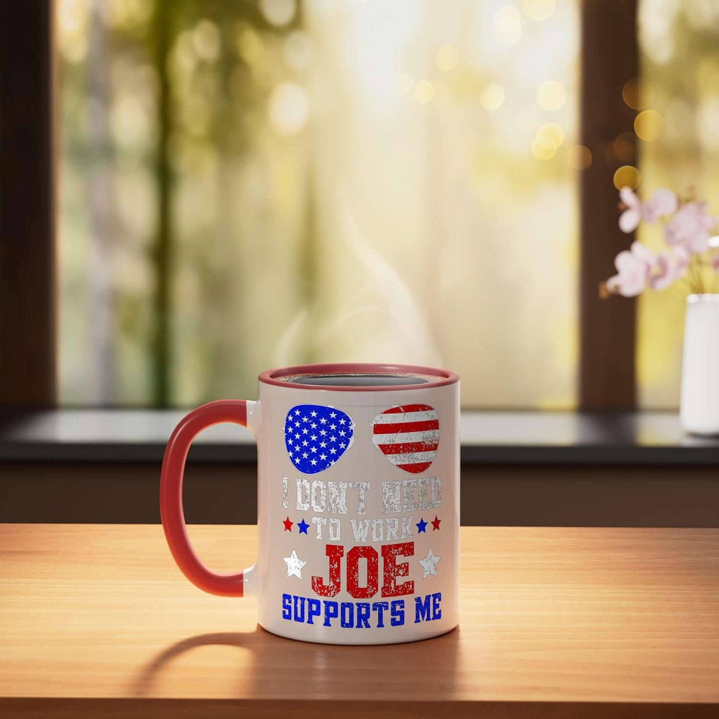 Taza Cerámica Roja/Blanca Soporte para Joe