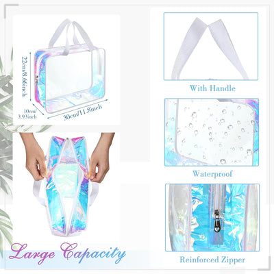Neceser transparente con asa bolsa maquillaje playa PVC 6uds