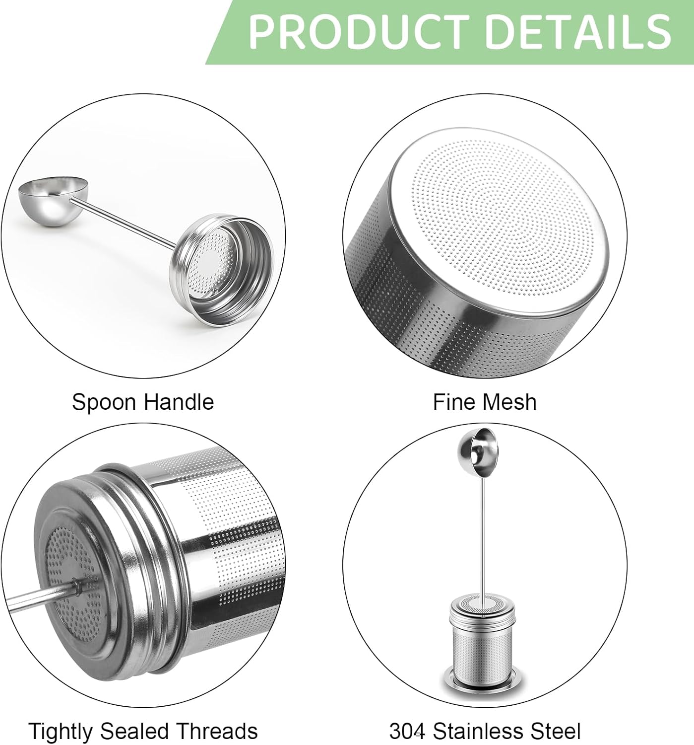 Infusor té acero inox 304 con mango bola versátil