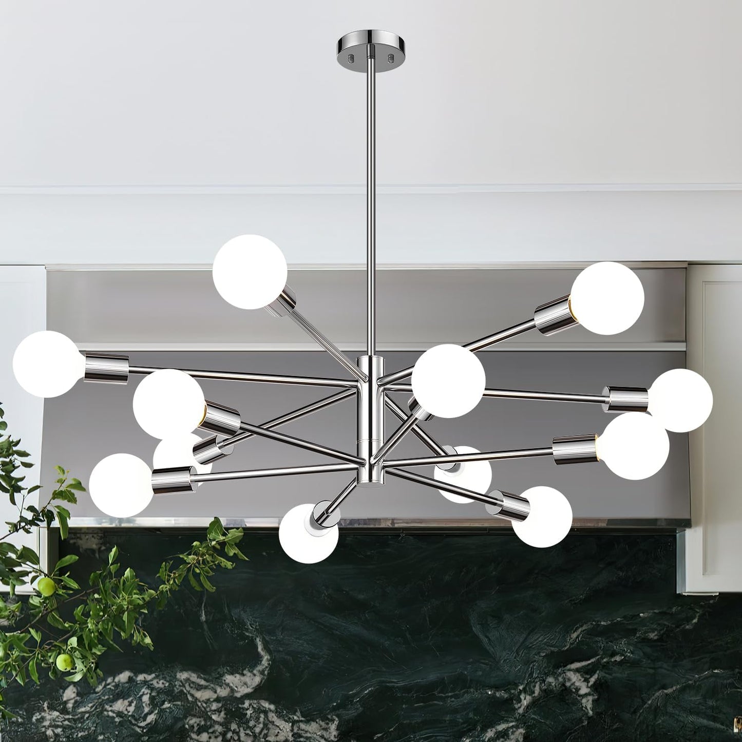 Lámpara techo moderna candelabro Sputnik 12 luces cromado ajustable