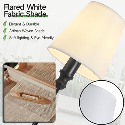 Lámpara baño 6 luces negra 50pulg pantalla tela blanca