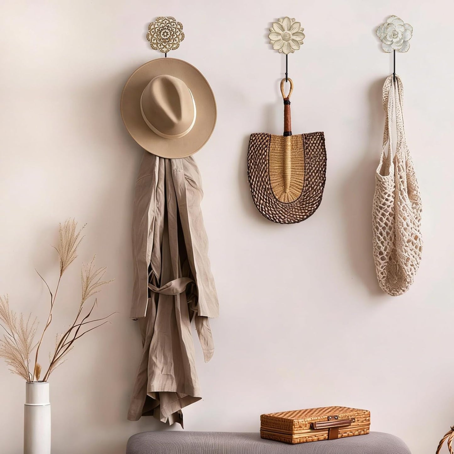 3 Ganchos Decorativos Bohemios Pared 8.27pulg Ropa Toallas