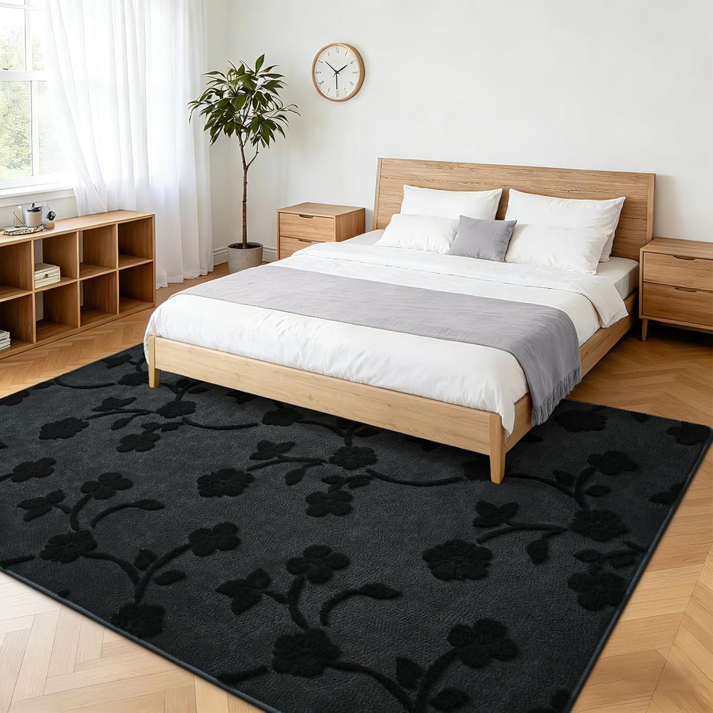 Alfombra 4x6ft memoria espuma gris oscuro dormitorio moderna