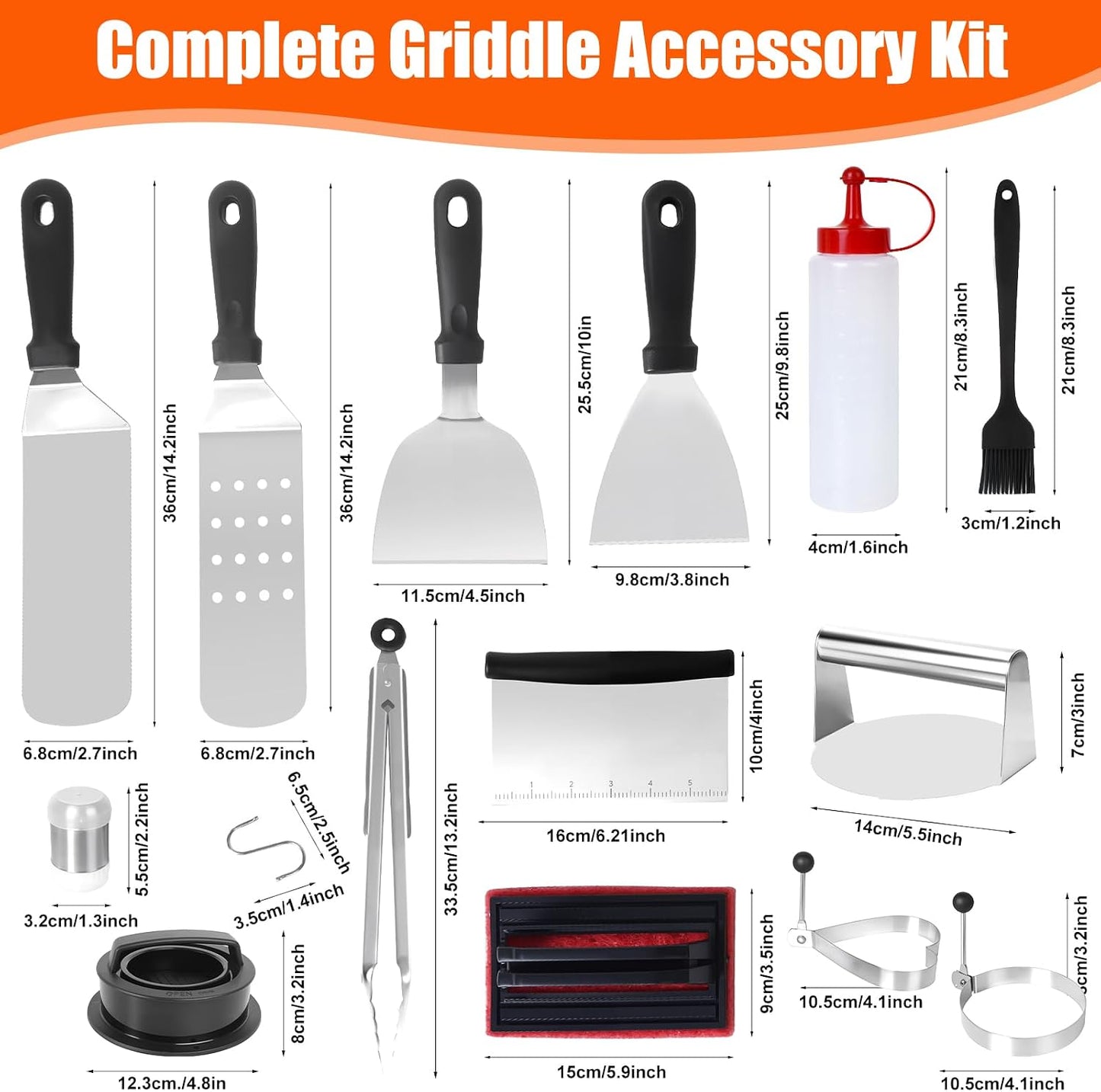 Kit 27 accesorios parrilla Blackstone espátula hamburguesas