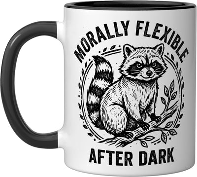 Taza de cerámica de zorro divertido After Dark negra/blanca