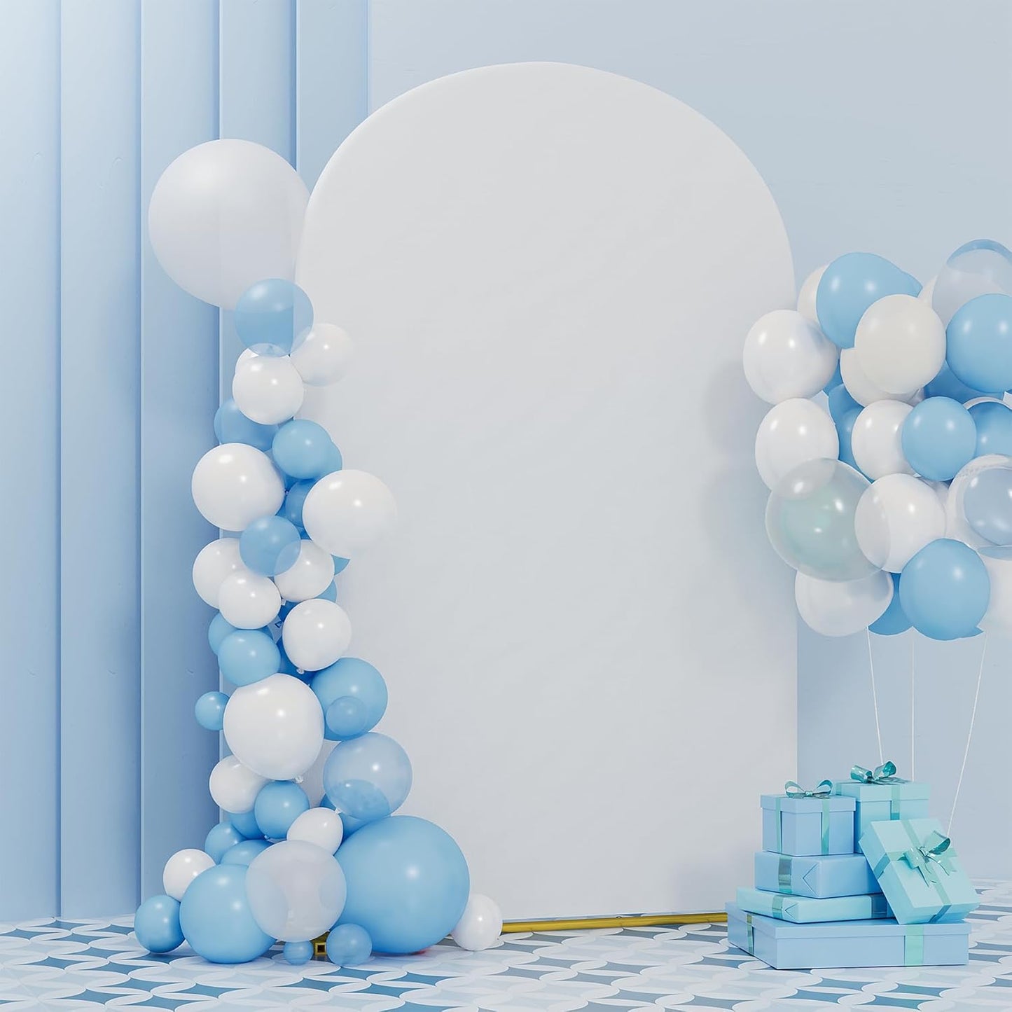 Soporte arco metal 7.2ft cubierta blanca para bodas y eventos