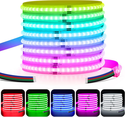 Tira LED RGB COB 16.4pies ángulo 180° 24V para dormitorio y fiestas