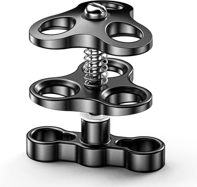 Soporte abrazadera bola aluminio 1pulg adaptador luz buceo negro