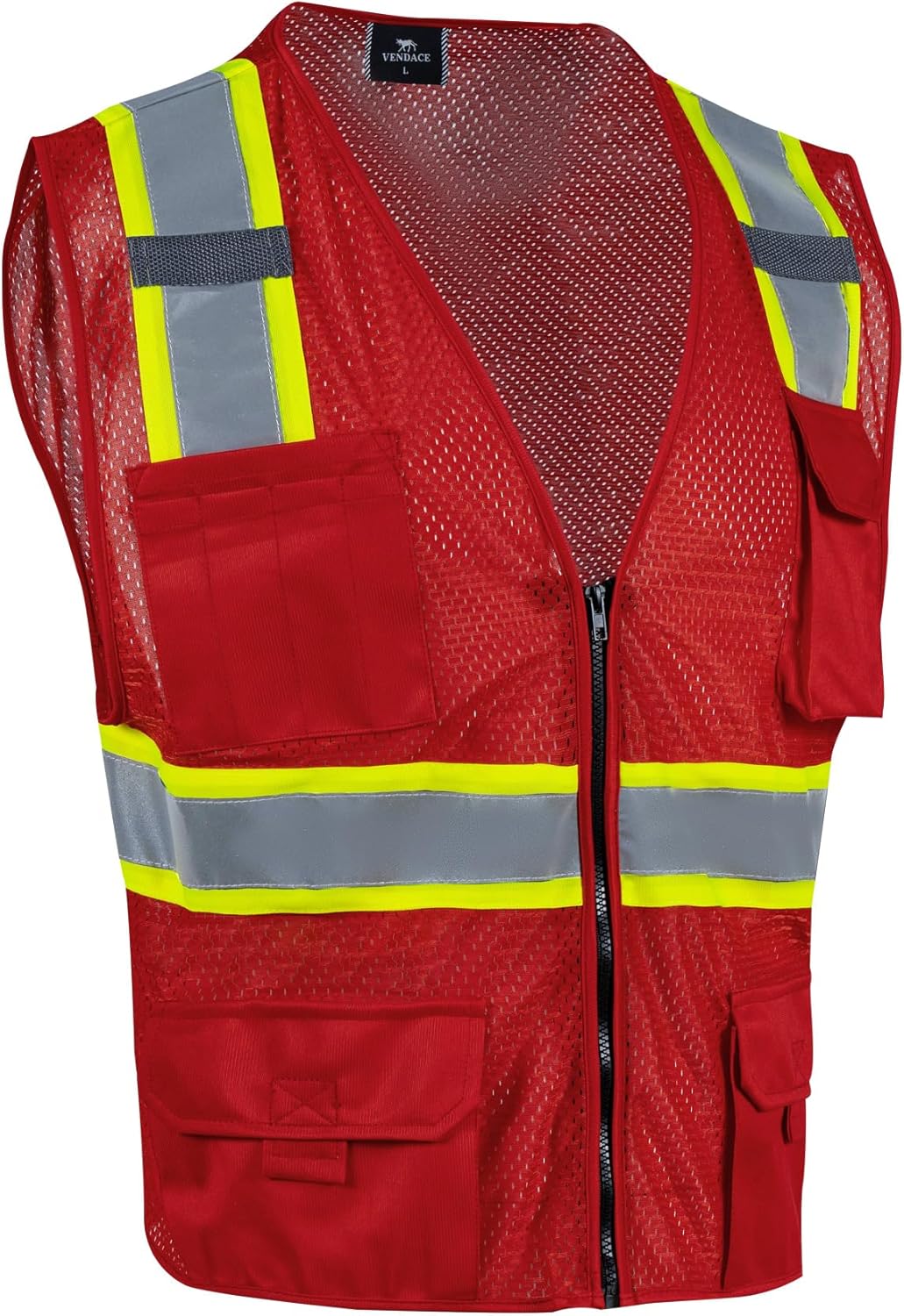 Chaleco seguridad ANSI Clase 2 con 8 bolsillos rojo