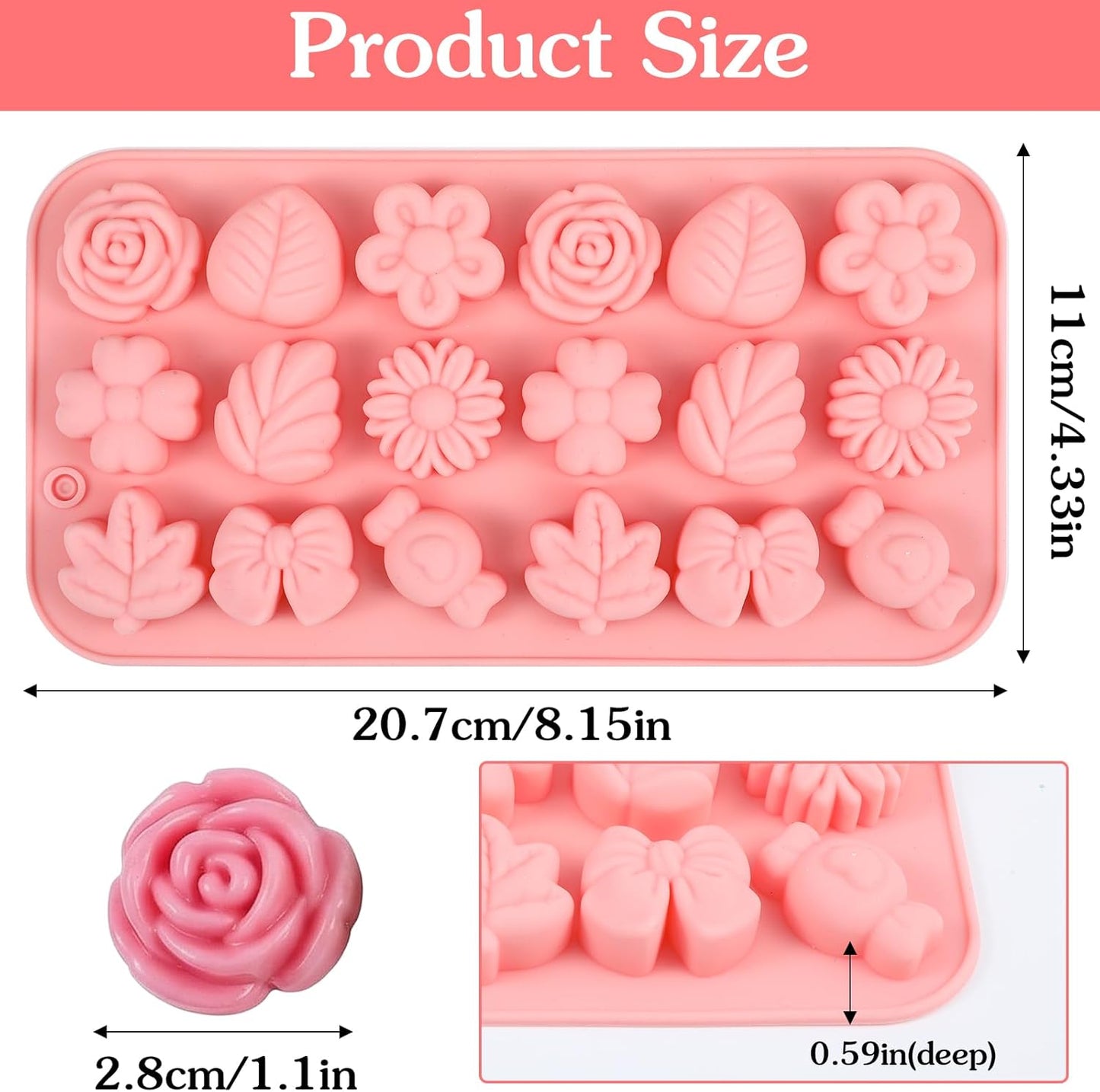 2 Moldes Silicona Dulces Florales Chocolate Hielo Postres