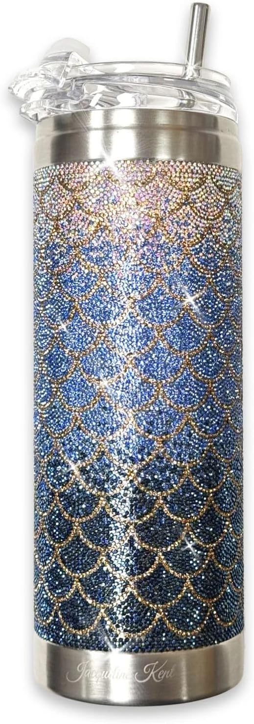 Vaso cristal sirena 20oz con tapa transparente popote