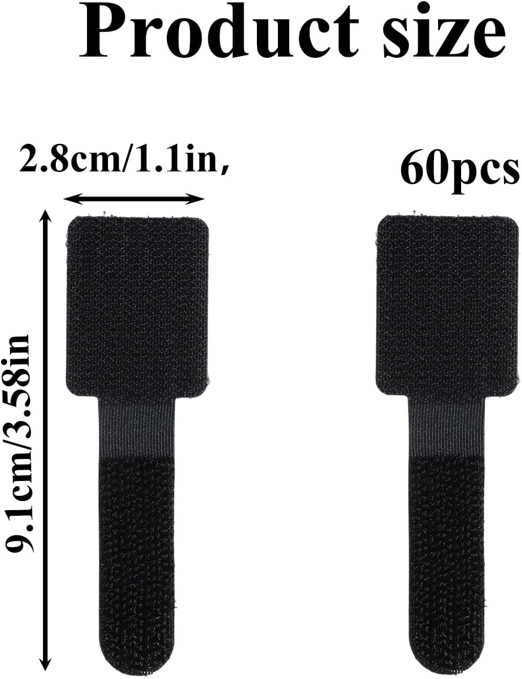 60 Bridas Gancho Bucle Organiz. Cables Adhesivo Reutilizable
