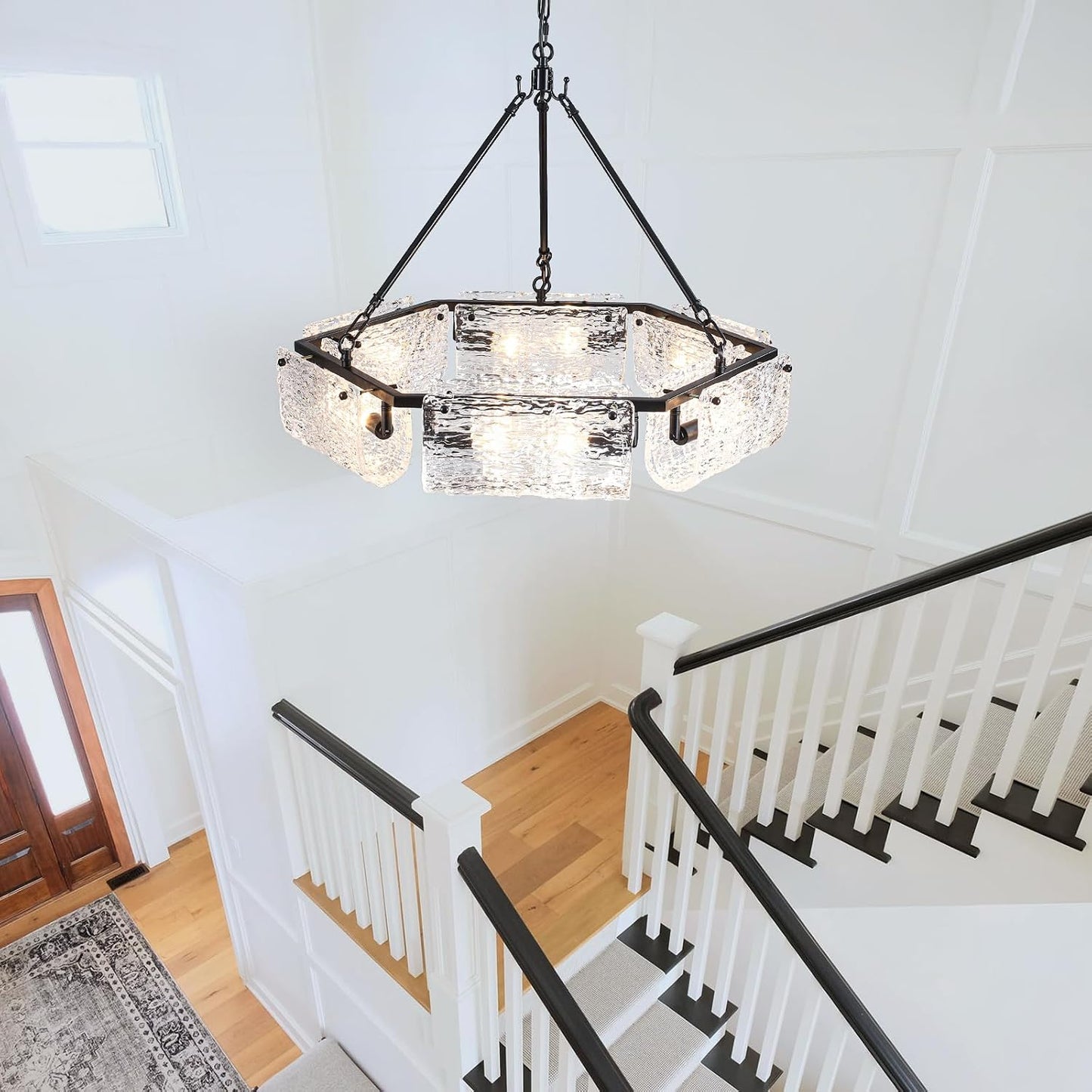Candelabro cristal negro 26.5pulg 12 luces sala comedor