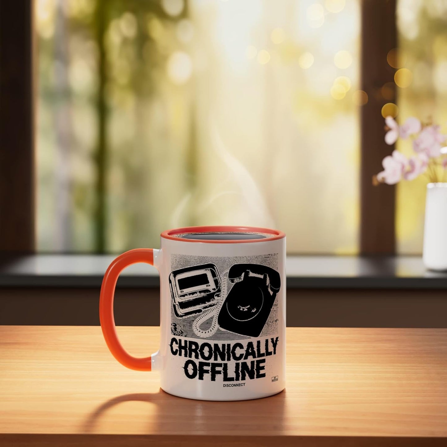 Taza Cerámica Retro Sin Conexión Orange/Blanco