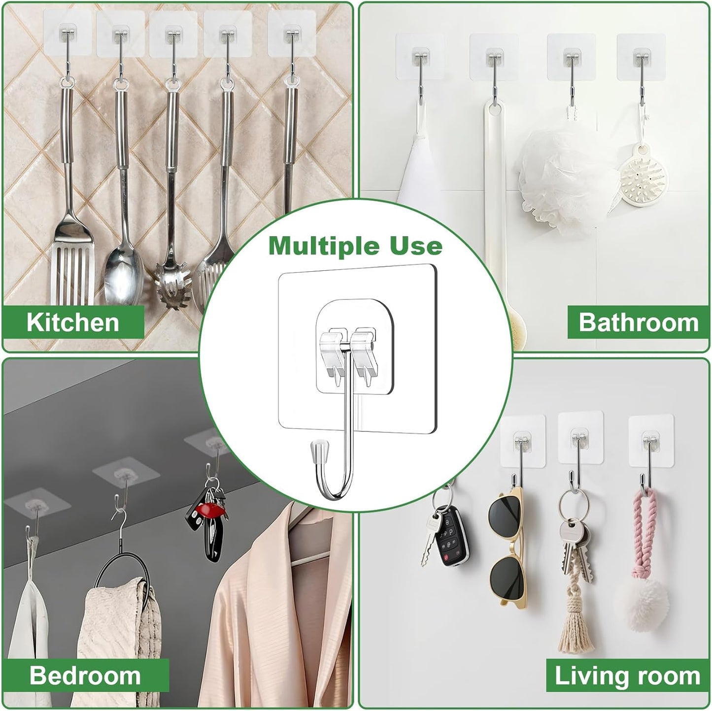 Ganchos adhesivos transparentes para baño cocina 44lb