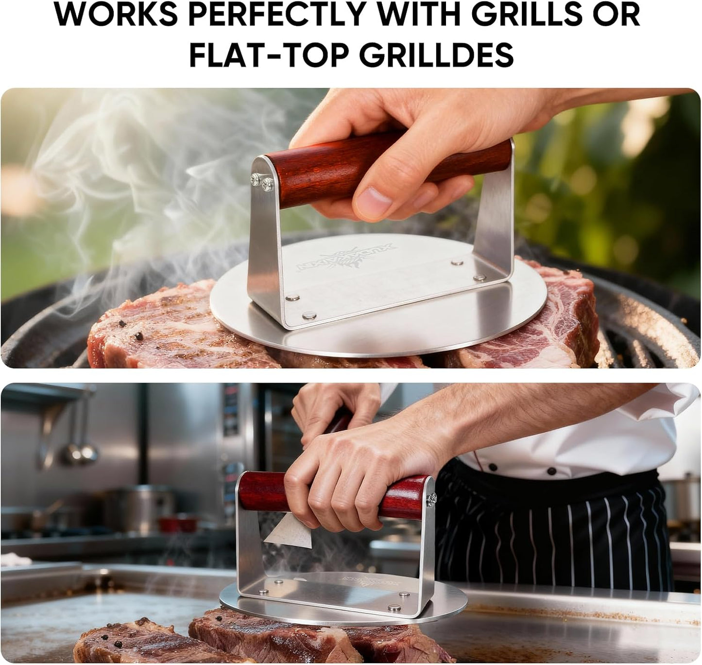 Prensa hamburguesa acero inox 6.3 para Blackstone