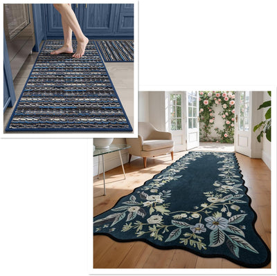 Set 2 Alfombras Entrada Naval Florales 2x6ft