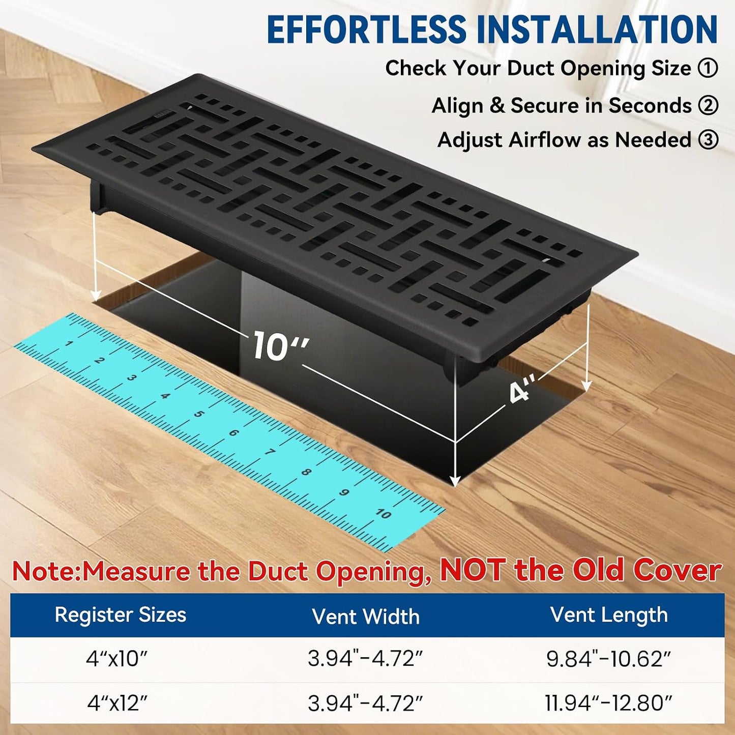 Registro piso galvanizado 4x10 pulg pack 4 negro mate