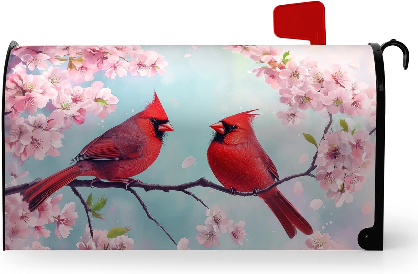 Funda magnética para buzón cardenal flores cerezo rojo