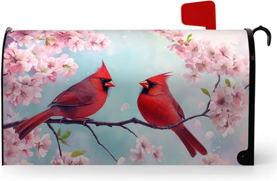 Funda magnética para buzón cardenal flores cerezo rojo