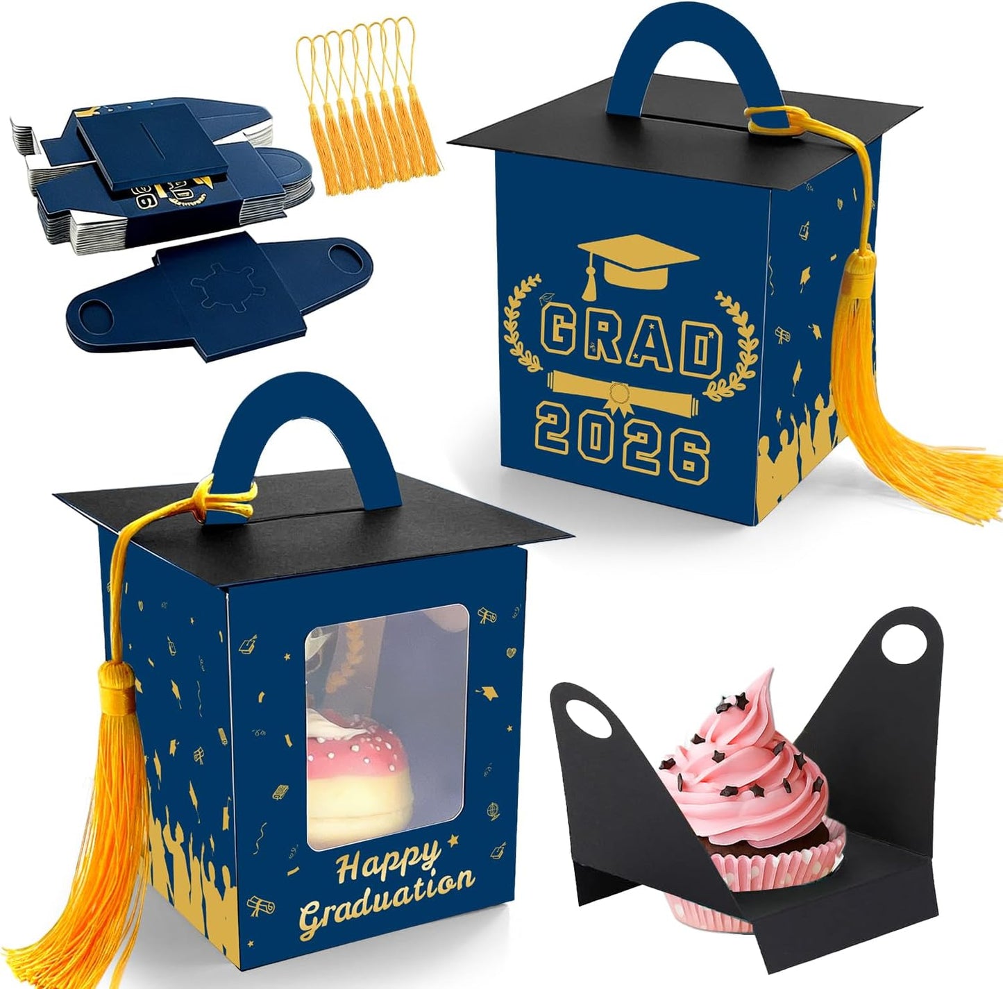 Caja regalo cupcakes individuales con ventana 30uds