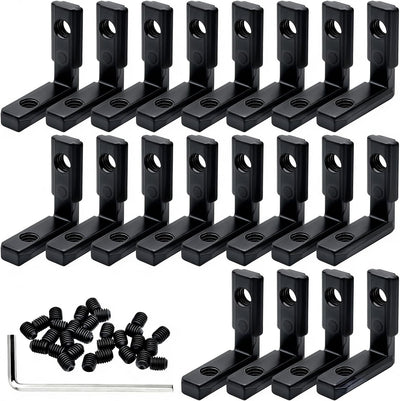 Conectores aluminio serie 20 soporte esquina negra ranura T