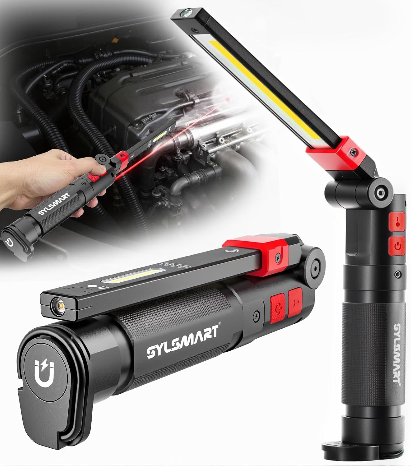 Luz de trabajo magnética 1300LM con láser 5 modos 4600mAh