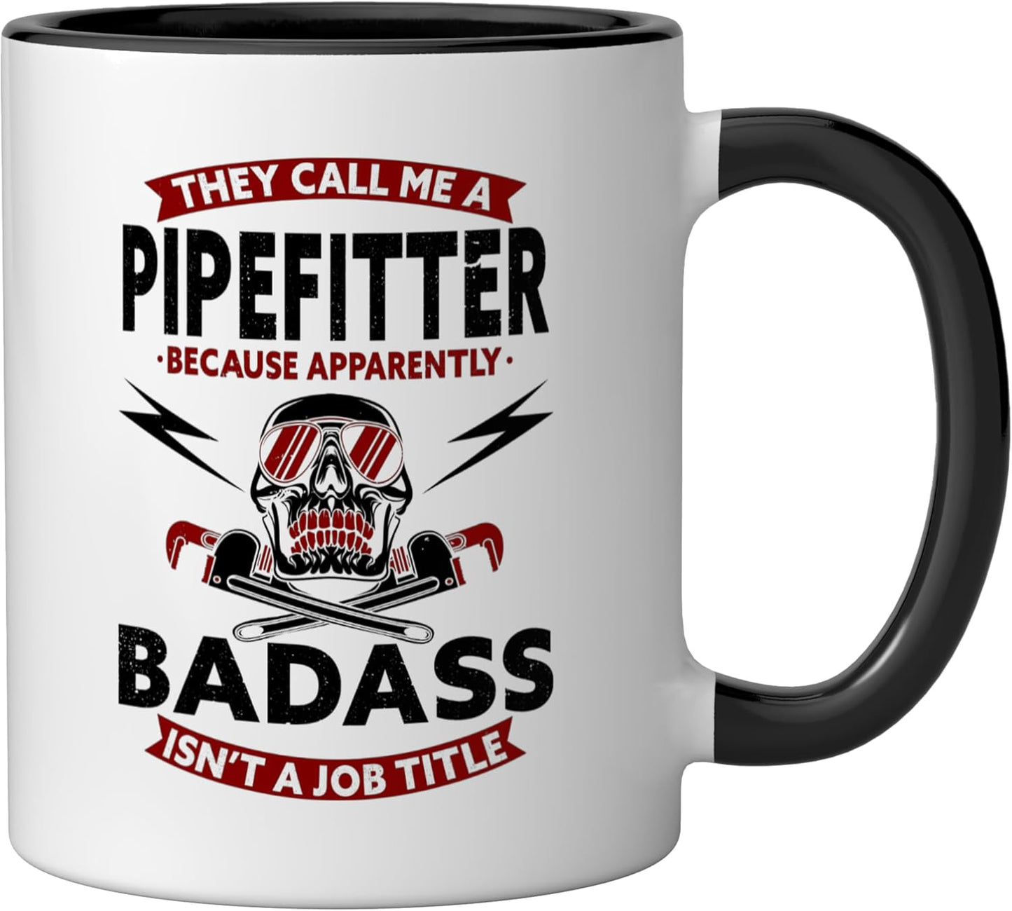 Taza de cerámica para soldador pipefitter negra/blanca