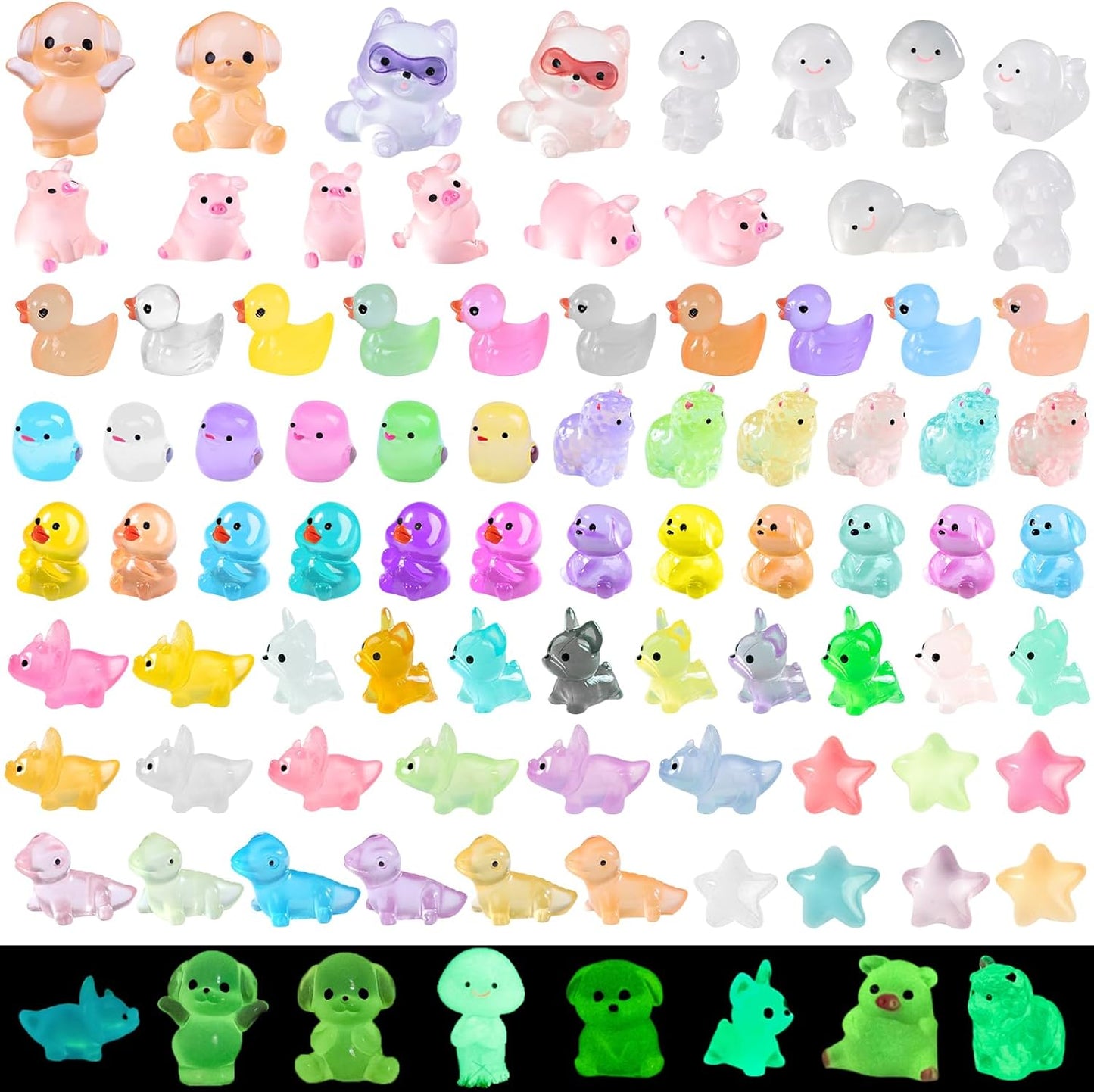 200 figuras resina animales luminosas para muñecas y decoración