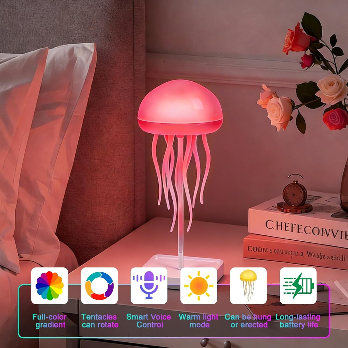 Lámpara Medusa Inteligente Control Voz RGB Dinámica Dormitorio