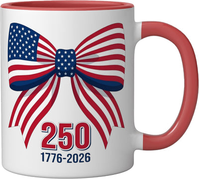 Taza Cerámica 4 de Julio 1776-2026 Roja y Blanca