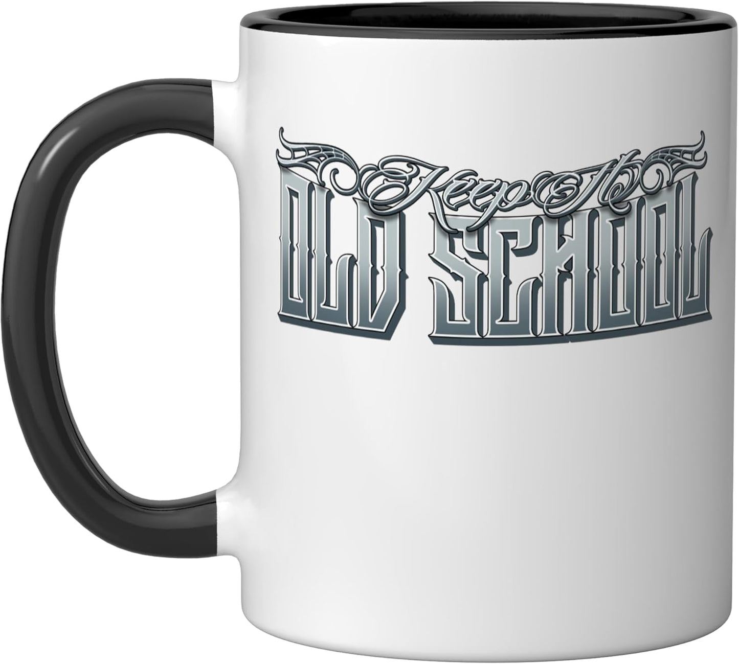 Taza Cerámica Estilo Chicano Tatuaje Negro/Blanco