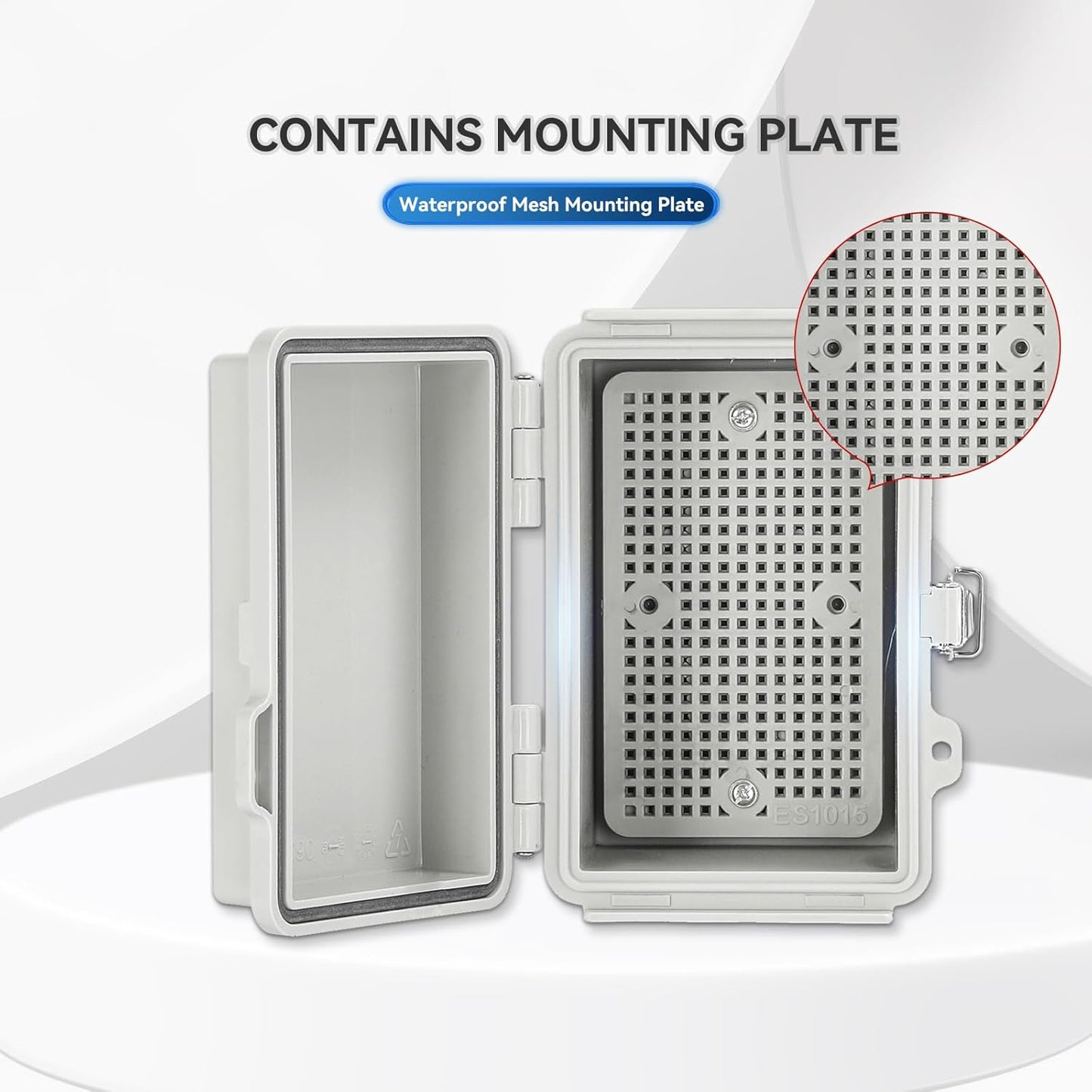Caja conexión exterior IP67 impermeable cubierta gris bisagras
