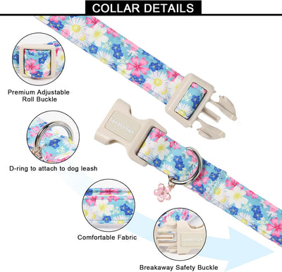 Collar floral perro con flores margarita hebilla plástico ajustable