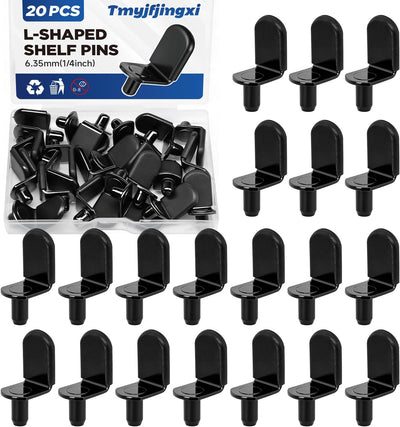 Clavijas soporte estante L madera funda goma negro 20 uds