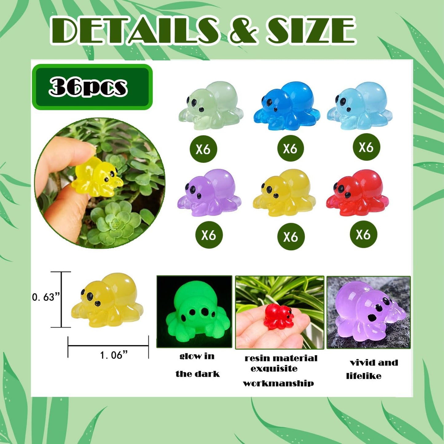 Figuras resina animales hadas decoración jardín 36pzas