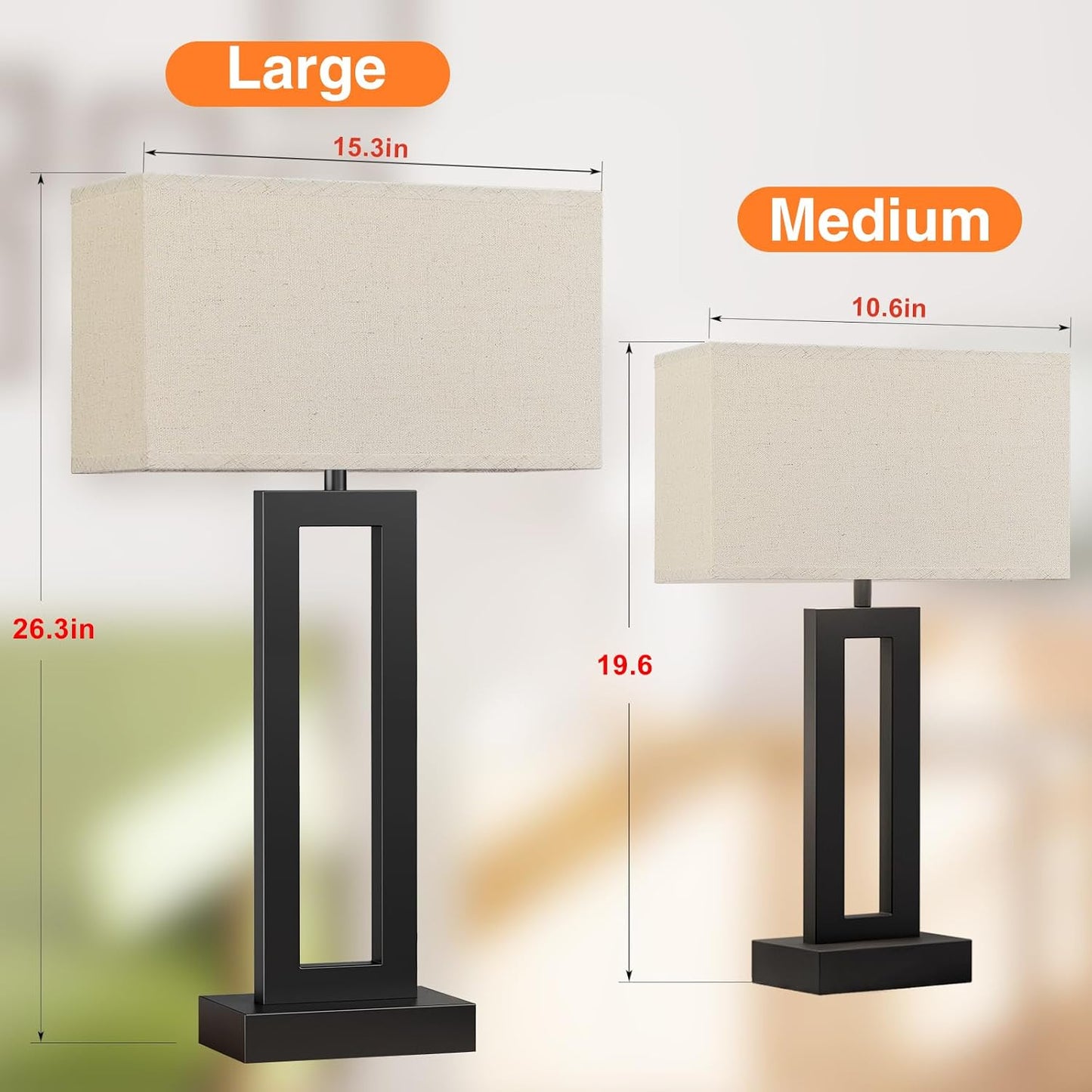 2 Lámparas Mesa Dormitorio 26pulg Control Táctil LED USB