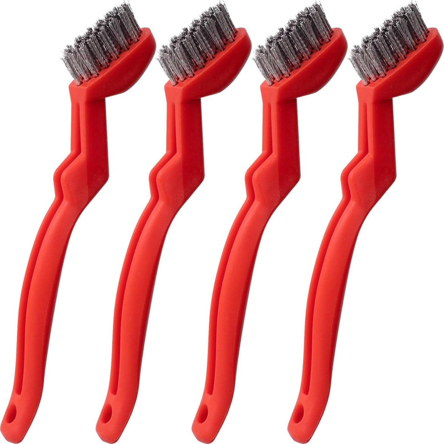 4 Cepillos Alambre Acero Inox Mango Curvo