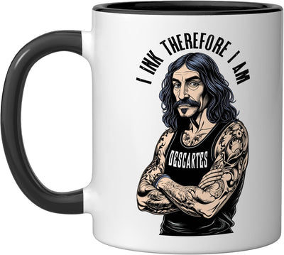 Taza de cerámica Tattoo Philosophy Descartes I Ink Therefore I Am
