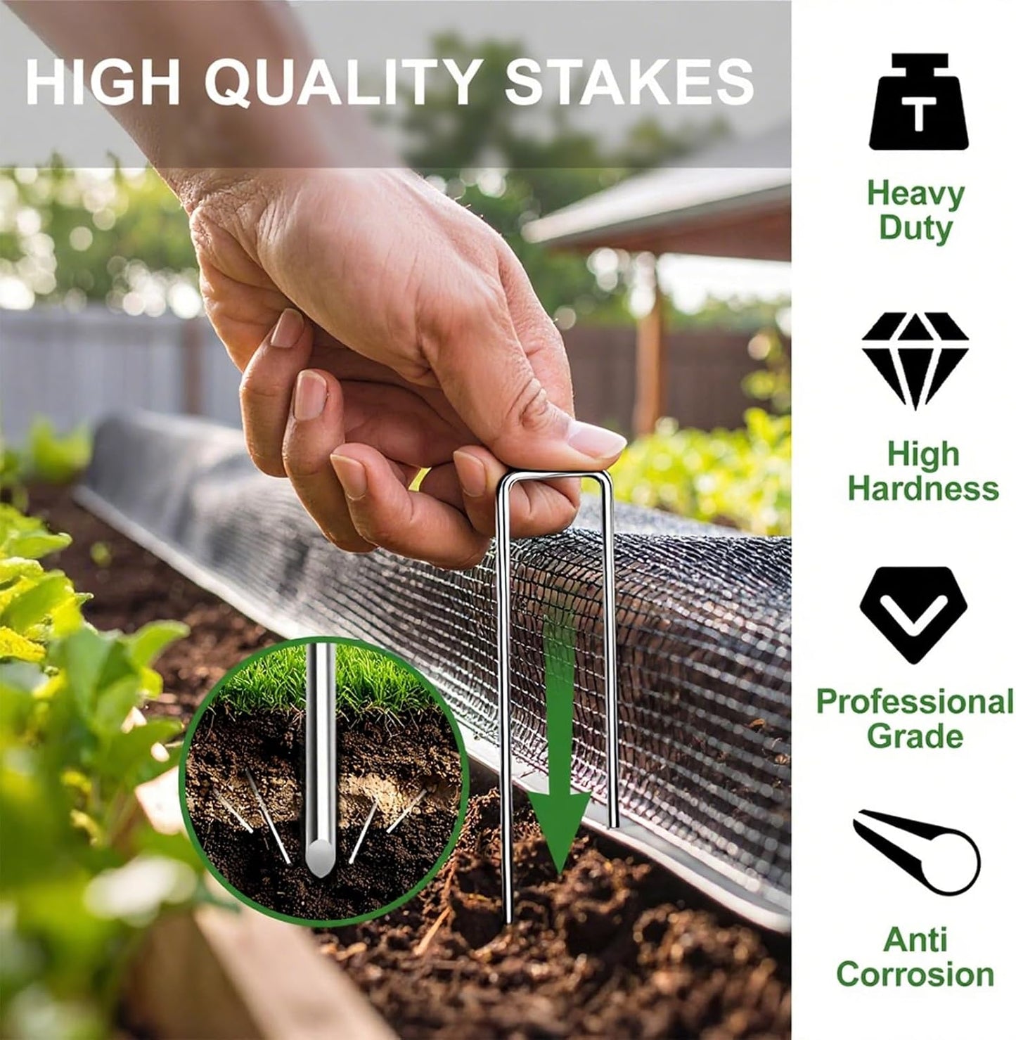 Estacas jardín 6pulg comp 25 grapas galvanizadas