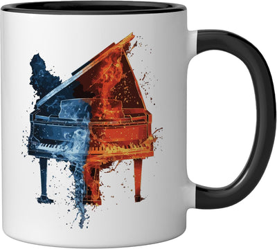 Taza de cerámica colorida Piano negro/blanco