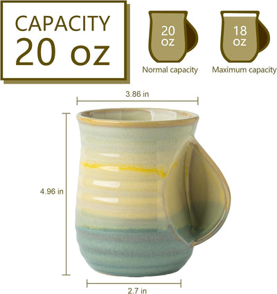 Taza calentadora de manos hecha a mano 20 oz con bolsillo contorneado