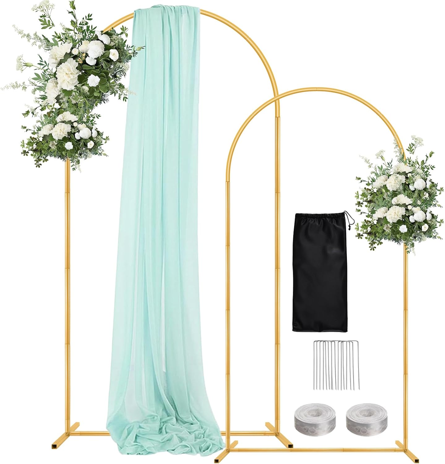 Soporte arco boda 7.2ft set 6 pies metal dorado