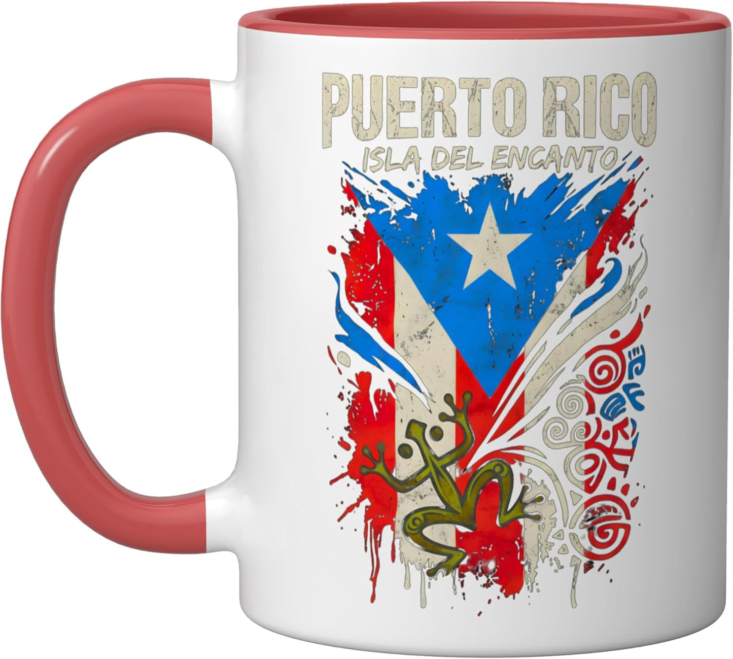 Taza Cerámica Bandera Puerto Rico Rojo/Blanco