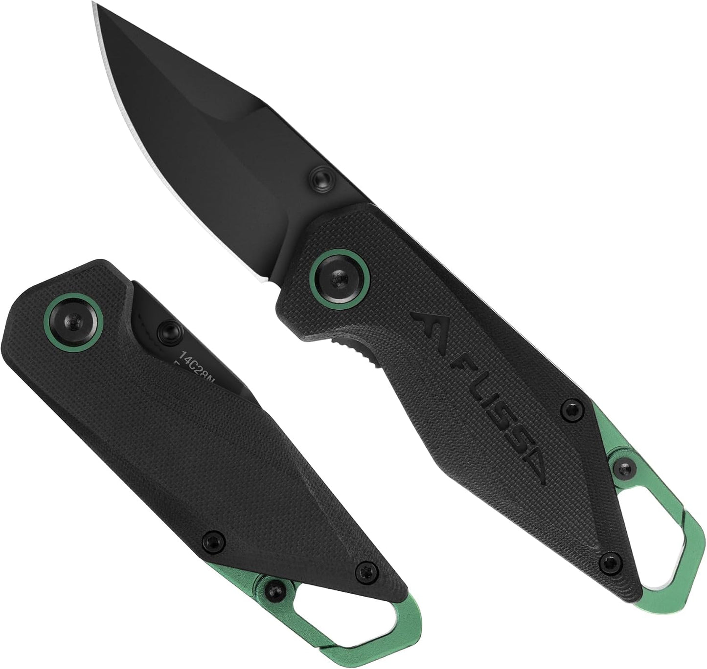 Cuchillo plegable EDC acero 14C28N 2pulg con clip mosquetón